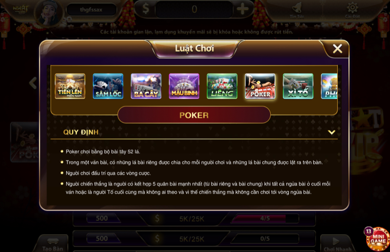 Luật chơi Poker tải Nhatvip