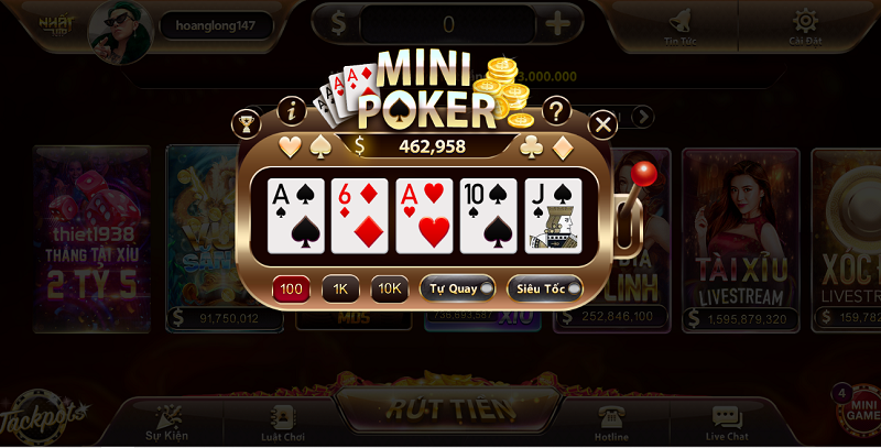 Hướng dẫn chi tiết về game Mini Poker khi tai Nhatvip